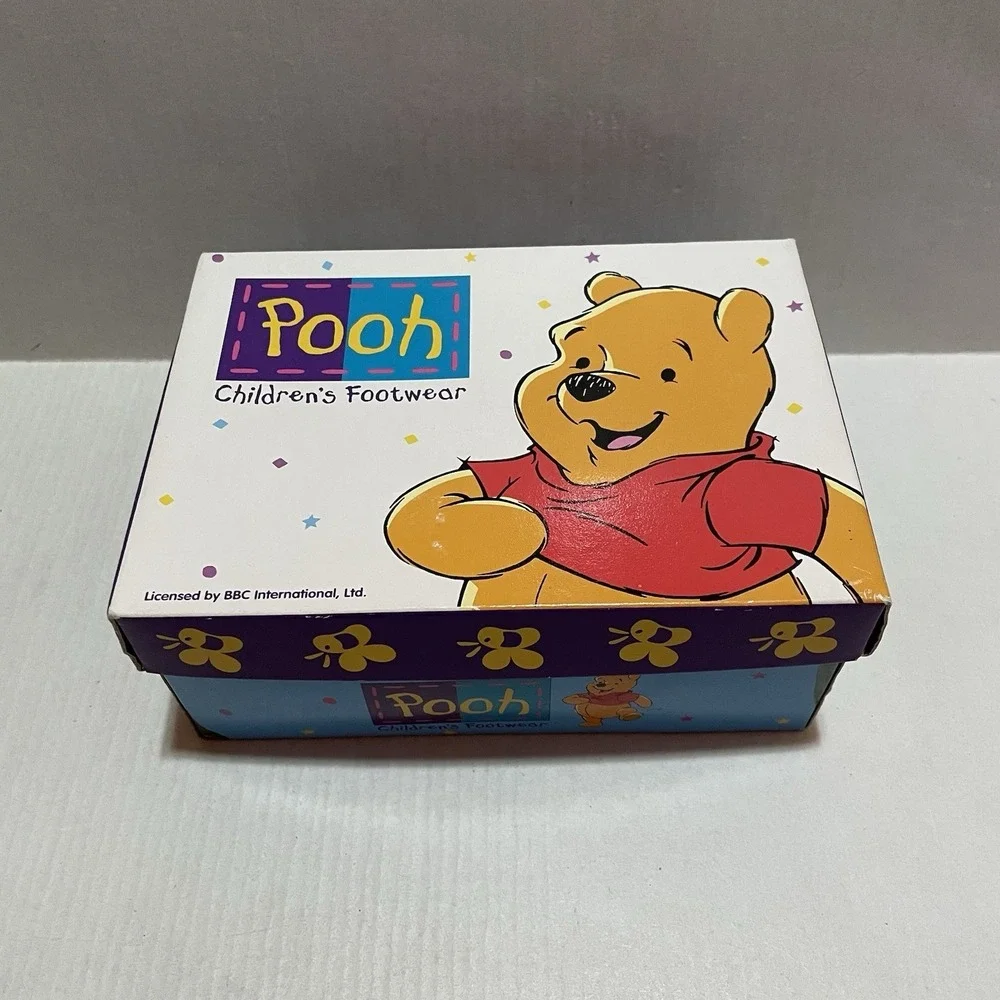 90s Vintage DISNEY Winnie the Pooh Denim Canvas Baby Shoes Embroidered Size 3